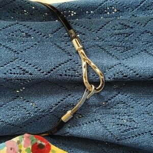 Amiee Lynn Black Patent Leather Adjustable Belt Gold Hook & Loop